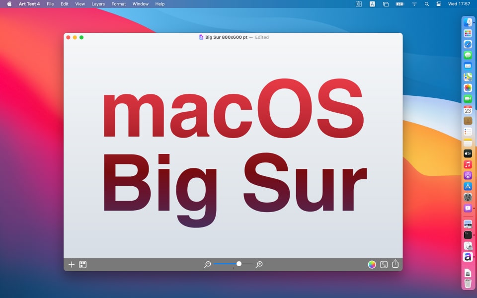 macOS Big Sur with Art Text app launched